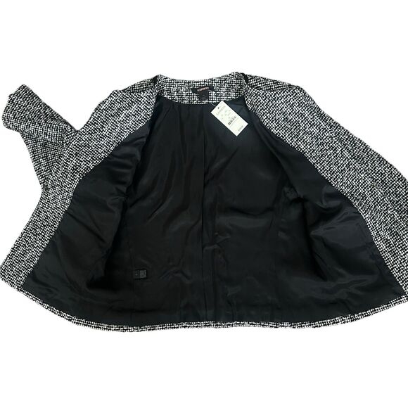 NEW Express $128 White Black Tweed Jacket Blazer Cropped 3/4 Sleeve Women’s 10 - Picture 6 of 16